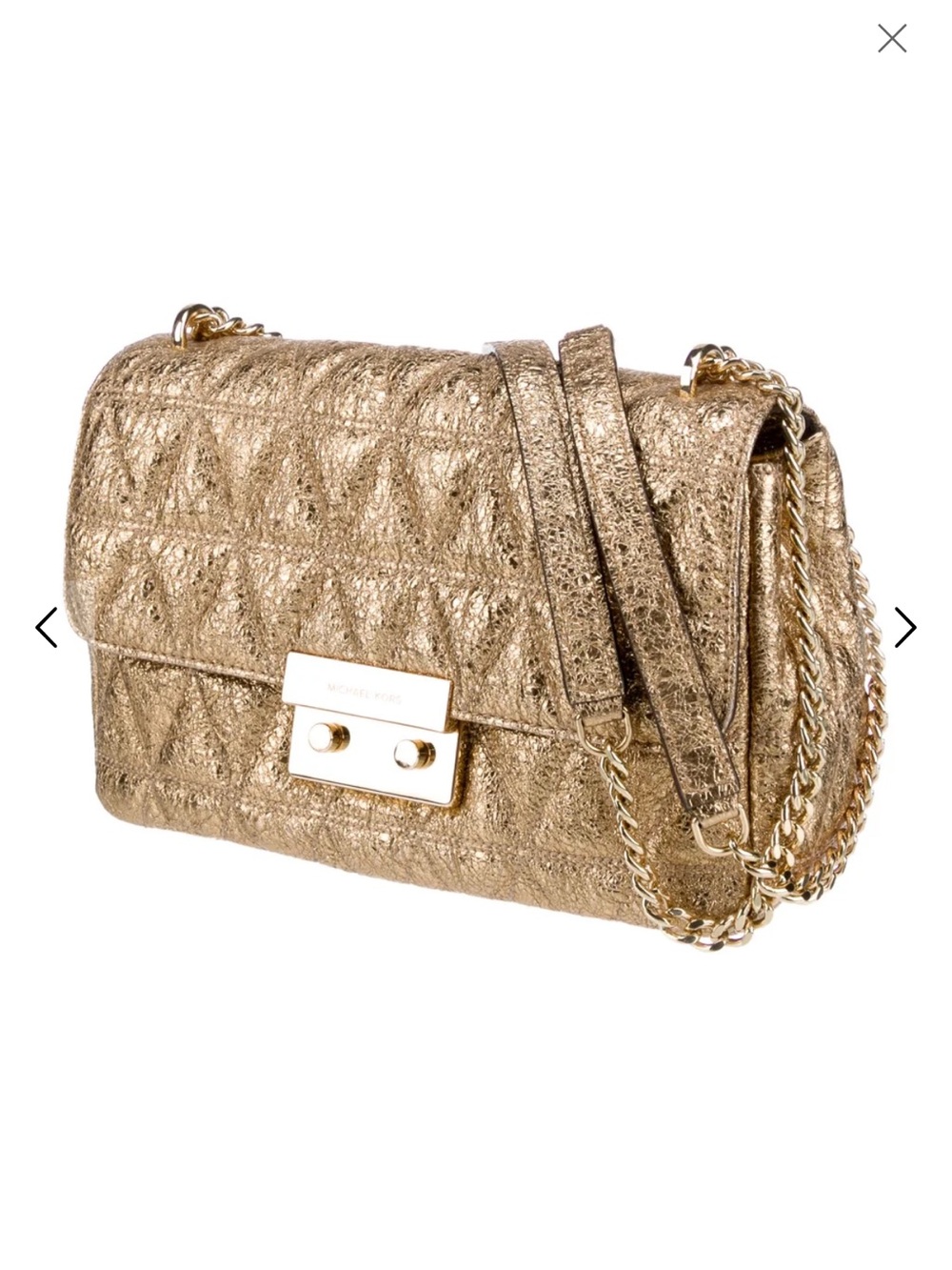 Michael Kors Metallic Sloan Quilted Pyramid Chain Shoulder Bag